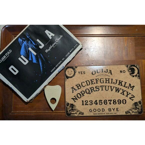 Vintage Ouija Board 1967 Wood Mystifying Oracle In Box William Fuld Complete
